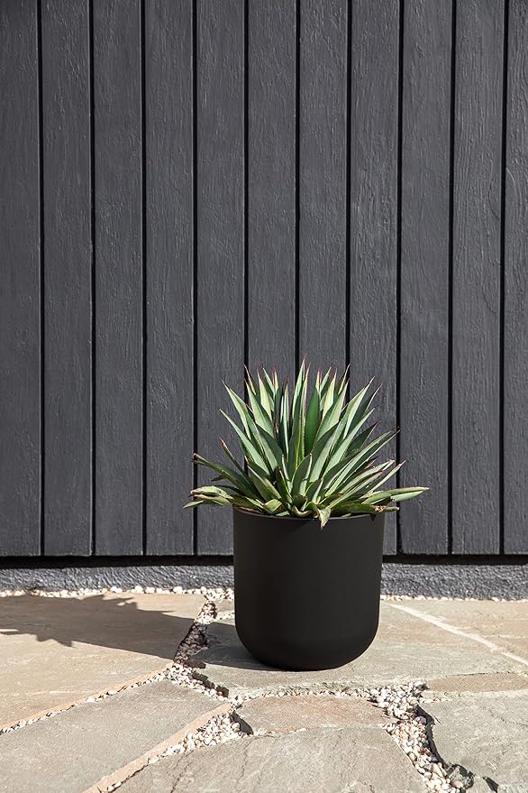 Veradek Mason Series Lima Planter - Round Planter for Indoor or Outdoor Porch/Garden | Made from Plastic-Stone Composite with Drainage Holes | Modern Décor for Succulents Flowers Small Plants