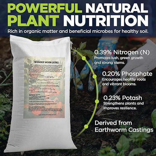 Supply Solutions | Wonder Worm Castings - Premium Organic Earthworm Compost Fertilizer for Indoor &amp Outdoor Plants Houseplants Vegetables Fruit Trees &amp Garden Soil Enrichment (40 Pounds)
