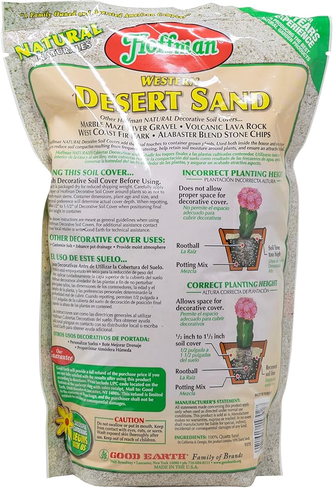 Hoffman Western Desert Sand Decorative Soil Cover for Potted or Bedded Plants 2 Dry Quarts 2 Pack