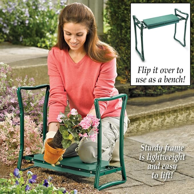 Collections Etc Garden Kneeler and Seat Green