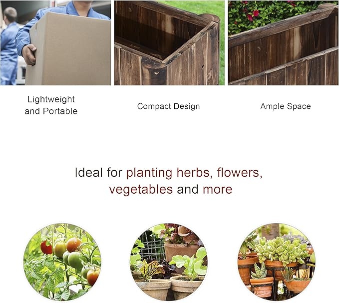 Outsunny 48 x 20 x 18 Raised Garden Bed Raised Planter Box Wooden Planter Raised Bed with Drainage Gaps &amp Lightweight Build Natural Wood