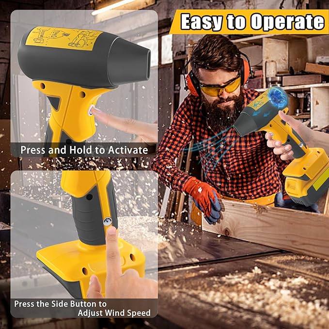 Jet Dry Mini BlowerJet Fan 130000 RPM Wind Speed 4-Speed Control Compatible with Dewalt 20V Lithium BatterySuper Jet Fan Blower for Drying Cleaning (Battery not Included)