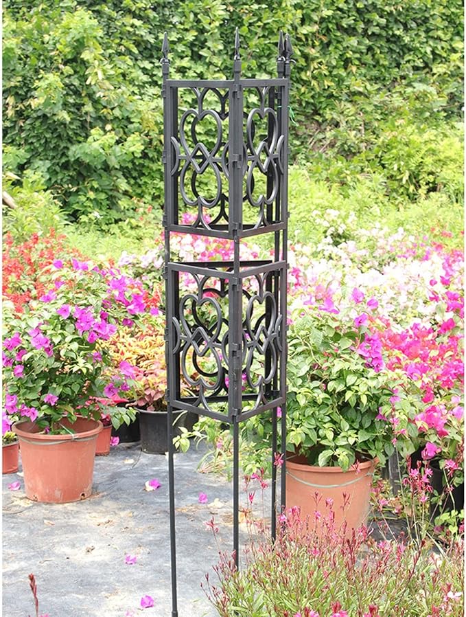 Garden Trellis For Climbing Plants Rustproof Lattice Fence Panels PE Plastic Coated Steel Pipe + PP Grid Foldable Flower Trellis For Potted Plants Easy To Install(Size:90x150cm(35.4x59in))