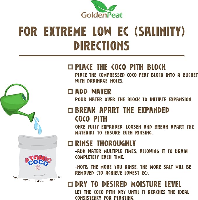 Grow Bag with Handles. Special Blend - Peat(70%)+Chips(30%). Low EC Coco Pith Block (12X2lb) - Designed for Herbs Container &amp hydroponics. Transforma into 24 liters of Fluffy Nutrient-Rich Coir