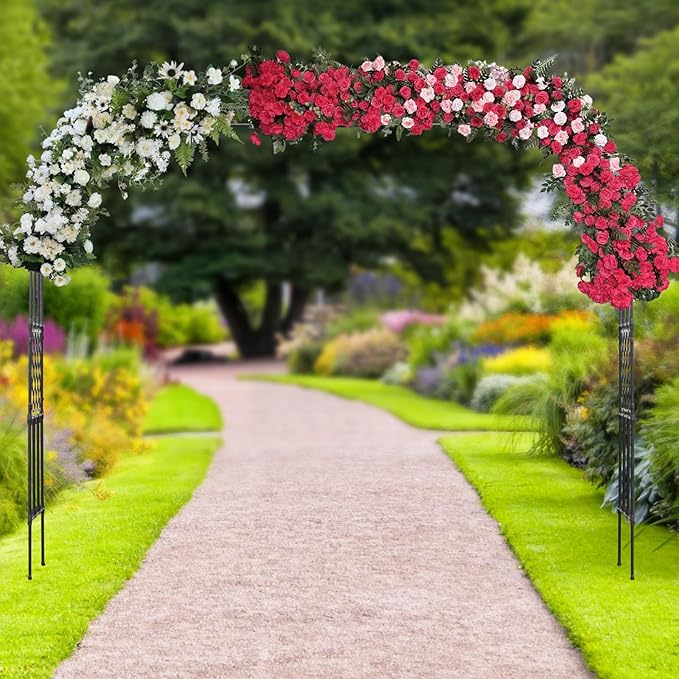Garden Arch Trellis Length 9.84FT Height 8.2FT Arch Garden Trellis Arbor for Climbing Plants Outdoor Heavy Duty Plant Arch for Lawn Party Ceremony Wedding Decoration Black