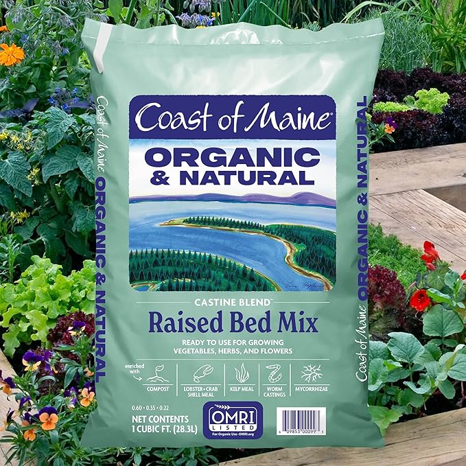 Coast of Maine Castine Blend Organic and Natural Raised Bed Mix 1 cu ft (Pack of 2) RTU for Growing Vegetables Herbs and Flowers