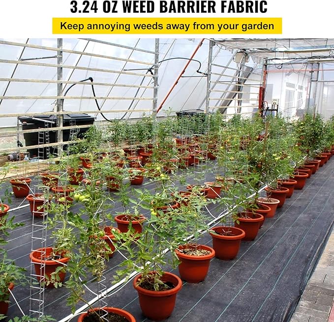 Happybuy 3FTx300FT Weed Barrier Landscape Fabric Heavy Duty 3.2OZ Woven Weed Blocker Gardening Mat Garden Weed Control Fabric Geotextile Drainage Fabric Driveway Fabric Landscaping Ground Cover