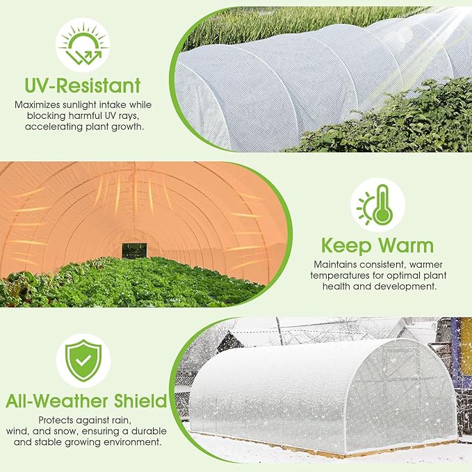 16 Mil Clear Plastic Tarps Heavy Duty Waterproof 20x30 FTGreen House Plastic Covering SheetingUV Resistant Greenhouse Cover Clear Tarp with Grommets for GardenFarmsNurseryChicken Coop Winter Wrap