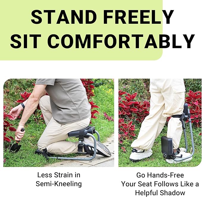 Knee Seat for Gardening with Straps – Ergonomic Garden Kneeler and Seat with Knee Pads &amp Joint Support Gardening Workseat for Seniors Yard &amp Farm Work