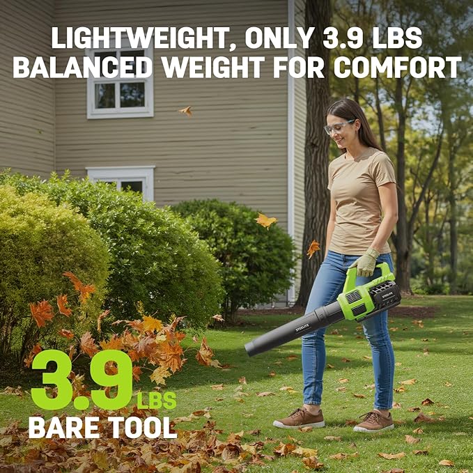 STEELITE Leaf Blower 21V Electric Leaf Blower Cordless with 4.0Ah Battery and Charger Powerful Battery Blower for Lawn Care Patio Cleaning and Dust