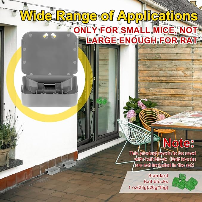 Qualirey 12 Pcs Mouse Bait Stations Mouse Stations with Keys Traps Keeps Children and Pets Indoor and Outdoor Only for Small Mice Bait Not Included (Gray)