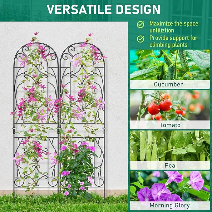 DoCred 4 Pack Garden Trellis for Climbing Plants 59 x 16 Metal Plant Trellis for Plant Support Large Decorative Outdoor Trellis for Vegetable Flower Rose Vine
