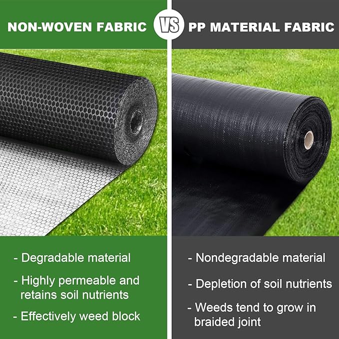 3x100ft Non-Woven Weed Barrier Landscape Fabric 5.8oz Heavy-Duty Garden Ground Cover White Weed Control Mat Weed Blocker Mats Easy Setup for Yard Garden Bed Orchard Farm Fruit Trees