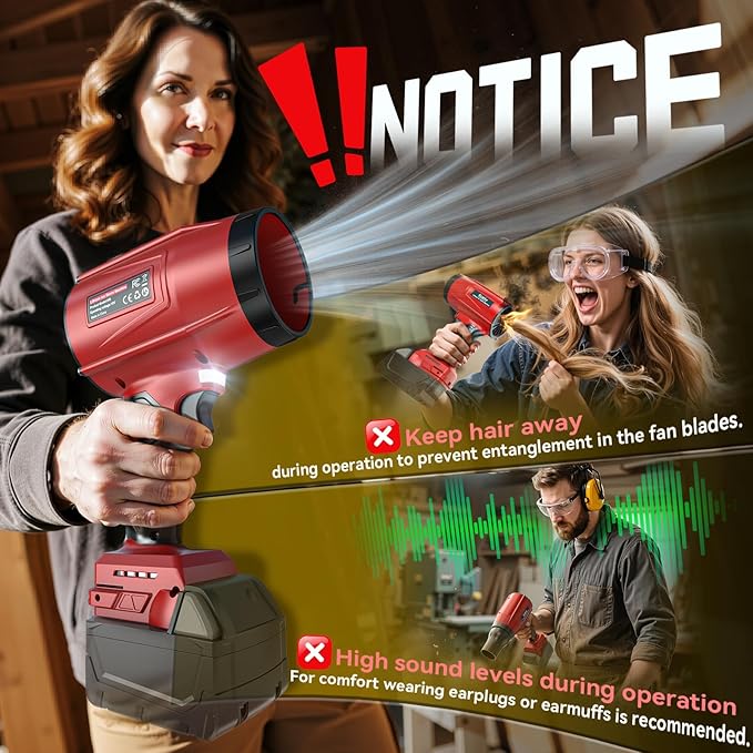 800000 RPM Leaf Blower Compatible with Milwaukee 18V: Ecarke Cordless Dust Blower Electric Turbo Jet Blower Handheld Battery Powered with Brushless Motor for Patio Garden Lawn (No Battery)
