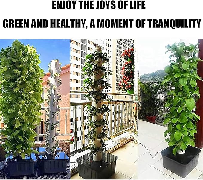 Hydroponic Culture System Kits 45 Plant Sites Cultivation System Vertical Cultivation Tower Pump Mobile Water Tank Culture System for Herbs Fruits and Vegetables