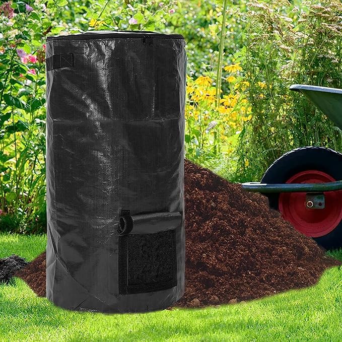 Compost Bin Reusable Yard Waste Bags Outdoor Compost Bin Bags for Garden Yard 34 Gallon