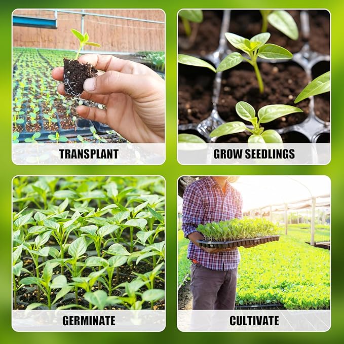 10Pcs 128 Cell Seed Starter Trays Thick Durable Nursery 128 Cell Plug Tray Seedling Flat Plastic Shallow Tray for TD538 1020 Trays (21.26 11.02 Deep 1.89) GGBQ128