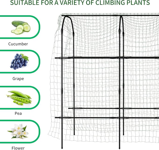 DoCred Tall Garden Arch Trellis for Climbing Plants 87in x 75in Tall Metal Plant Support Trellis Archway for Climbing Vine Vegetable/Fruit/Flower Outdoor Garden Trellis Decoration Black