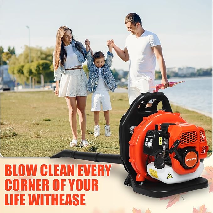 Leaf-Blower Gas Powered52CC 550CFM Gas Backpack Leaf Blower 2-Stroke Commercial-Grade Lawn Care Blower - Lightweight Low Noise for Yard Work Snow &amp Dust Removal Red
