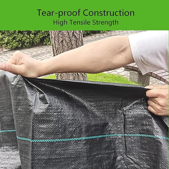 Weed Control Membrane UV Stabilised Weed Barrier Fabric Ground Cover Membrane High Tensile Strength Weed Matting for Artificial Grass Patios Paths Flower Beds(1.5 * 100m)