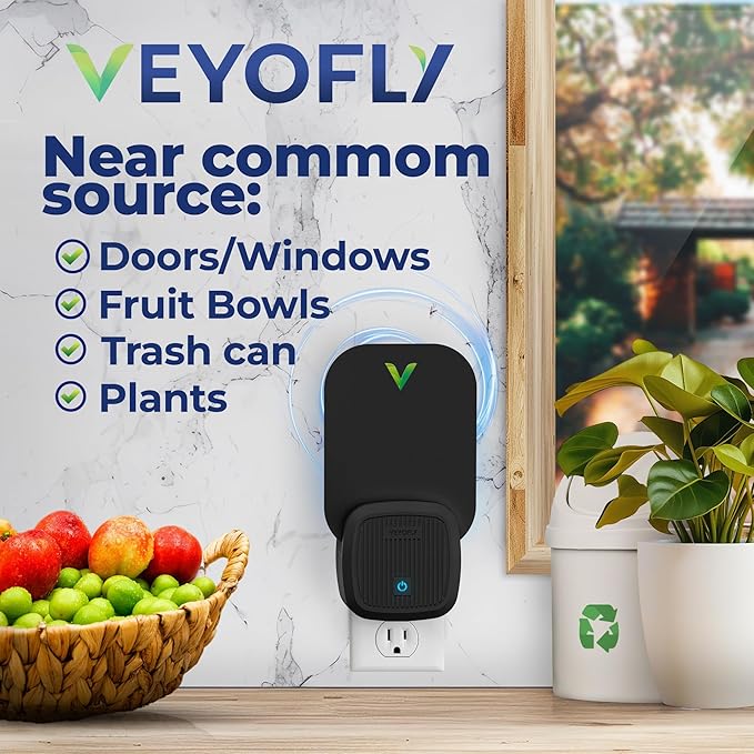 VEYOFLY Fly Trap Indoor Fruit Fly Traps for Indoors (2 Device + 6 Refills) Gnat Traps for House Indoor Fly Catcher Indoor Plug in Light Flying Insect Trap Bug Light Killer Fly Trap