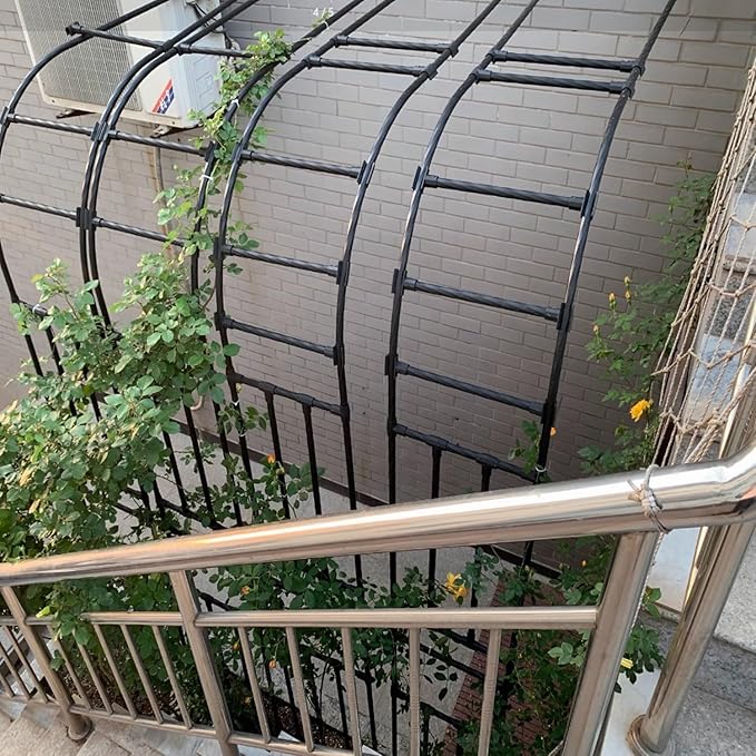 Garden Arch Arbor Trellis for Climbing Plants Outdoor Half Sided Arch Against The Wall Garden Arch Trellis Garden Trellises for Patio Lawn Backyard Black 1.96/2.95/3.93/4.92/5.9/7.21/7.87ft(60CM(1