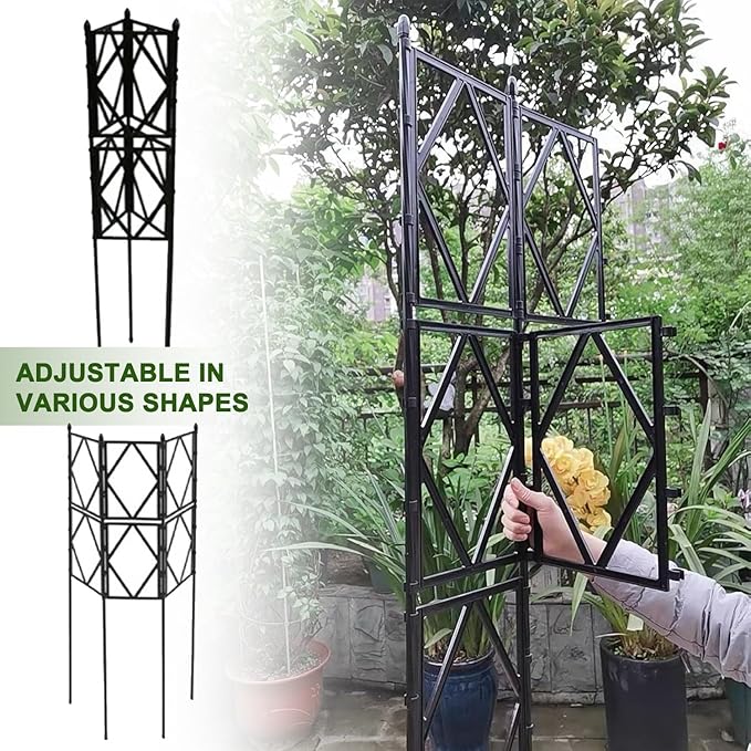 LTSRLL Foldable Garden Trellis Plant Supports - Weatherproof Coated Pot Trellis - Indoor Outdoor Decoration Fence for Climbing Vegetable Flower Fruits Vine Frame(Green60x180cm/23.6x70.8in)