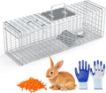 Live Animal Trap Cage 27 Heavy-Duty Folding Catch and Release Steel Humane Cat Trap for Racoons Stray Cats Rabbits Beavers Hedgehogs Chipmunk Small Wildlife Control