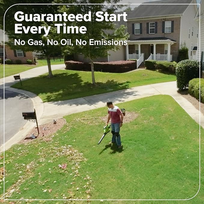 Greenworks 48V (24V x 2) 3-in-1 Brushless Blower Vacuum Mulcher (520 CFM / 240 MPH) Powerful for Yard Lawn Patio and Driveway Cleanup Includes (2) 6.0Ah Batteries and 100W Fast Charger