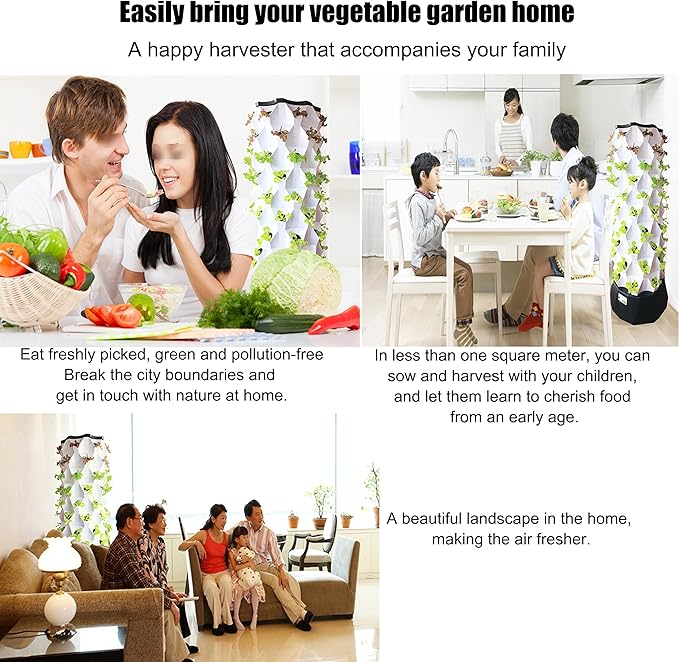 Hydroponics Tower Hydroponics Growing Tower for Indoor Herbs Aeroponic Garden Tower for Growing Herbs Fruits VegetablesWhite-80holes