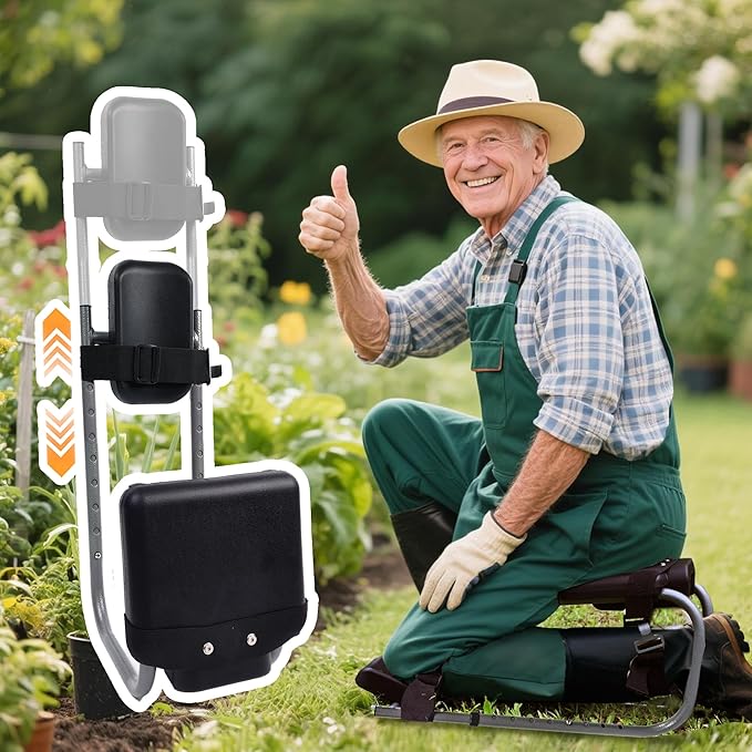 Knee Seat for Gardening with Straps – Ergonomic Garden Kneeler and Seat with Knee Pads &amp Joint Support Gardening Workseat for Seniors Yard &amp Farm Work