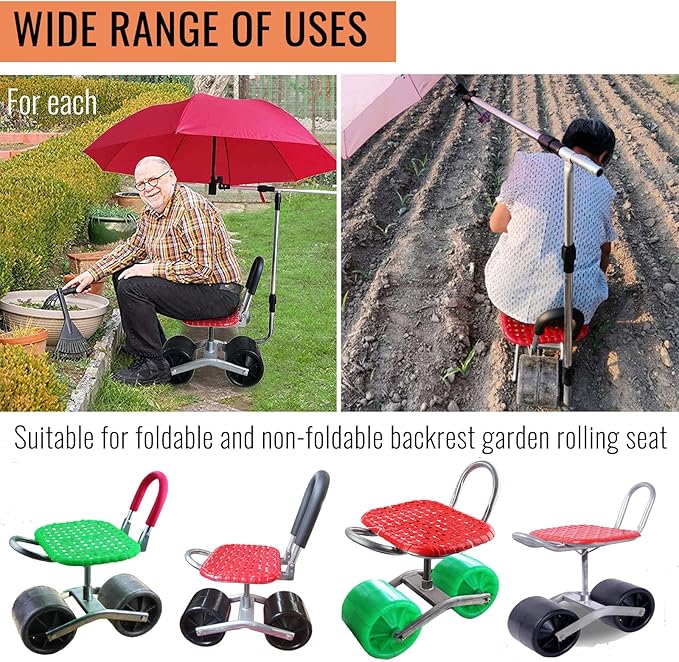 Portable Umbrella Stand Heavy Duty Umbrella Stand with Umbrella Stand Connection Seat Patio Umbrella Stand for Garden Cart Gardening Workseat Rolling Garden Seat with Wheels (Umbrella Stand)