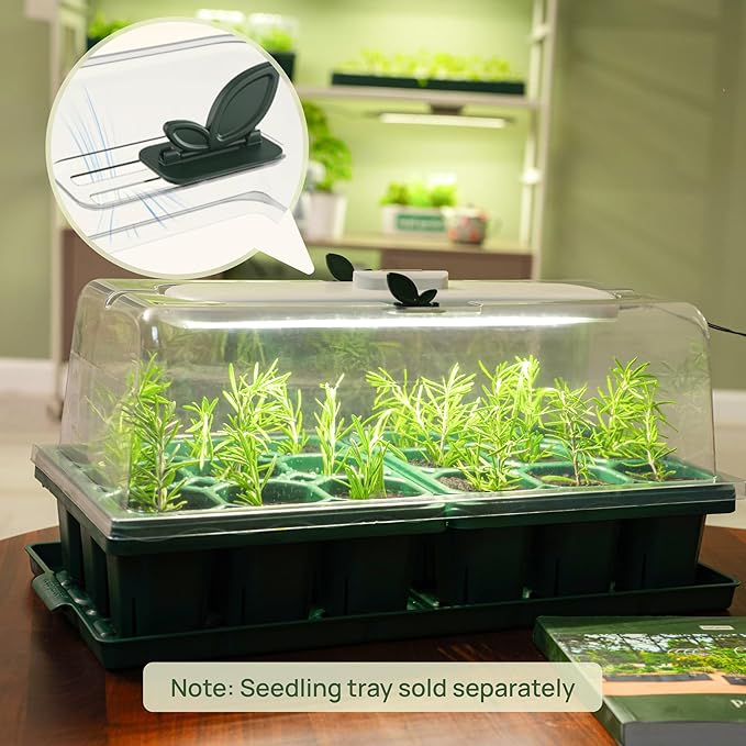 Vego garden Seedling Dome Cover 10 x 20 Food-Grade PET Plastic with Drip Irrigation &amp Vented Airflow with Grow Light