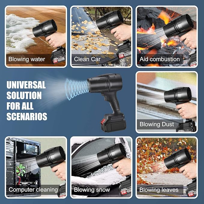 Electric Cordless Leaf Blower 550000RPM Lightweight Handheld Dust Blower with 2 Battery &amp Charger Adjustable Speed High-Speed Motor Leaf Blowers for Lawn Care Garage/Patio/Car Cleaning