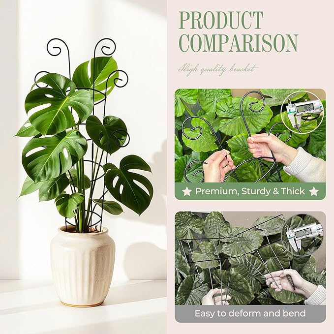 4 Pack 30 Inch Tall Metal Plant Trellis for Climbing Plants Indoor - Rustproof Garden Trellis for Potted Houseplants Sturdy Support for Ivy Pothos Monstera Hoya &amp Flower Vines