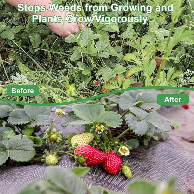 mupera 3x300FT Weed Barrier Fabric - 3.8oz Pro Grade Black Ground Cover UV-Resistant Woven PP Fabric for Driveway/Garden Commercial Strength No Weeds Guarantee