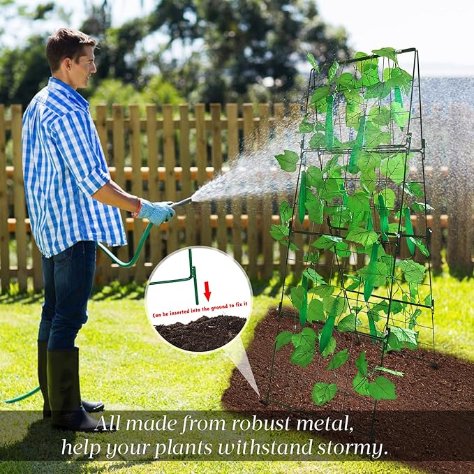 Thickened Cucumber Trellis for Raised Garden Bed48x16 Foldable Frame Metal Vegetable Trellis for Climbing Plants Outdoor Plant Support for Grape Tomato Peas Fruit VineBean(Green)