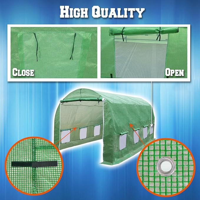 Strong Camel Greenhouse Replacement Covering for Outdoor Larger Hot Garden House Support Arch Frame Climbing Plants/Flowers/Vegetables (16' X 7' X 7' Cover)