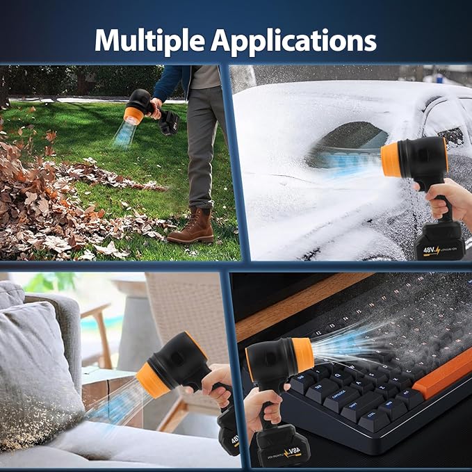 Leaf Blower Cordless 600000RPM Handheld Electric Leaf Blower Lightweight with 2 Batteries &amp Charger for Snow Patio Cleaning Lawn Care Blowing Leaves Dust Snow
