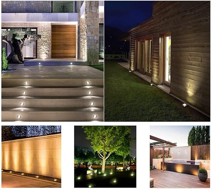 2PCS Led Recessed Floor Spotlight - Floor Landscape Light Round LED Buried Lamp IP65 Waterproof Underground Light for Landscape Decoration Garden Floor Patio Sidewalk Lighting (Green 1WAC24V)