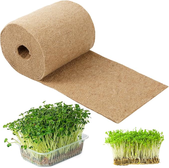 10 x 236 Microgreens Growing Mat Jute Fiber Grow Mats Extra Long Hydroponic Grow Pads for Wheatgrass Sprouts Hydroponics Seed Starter Trays Organic