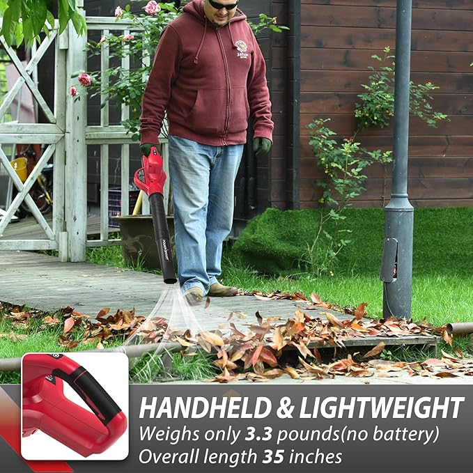 PowerSmart 20V Cordless Leaf Blower Tool Only Lightweight &amp Portable Electric Blowers for Lawn Care Gutter Patio Jobsite(PS76102)