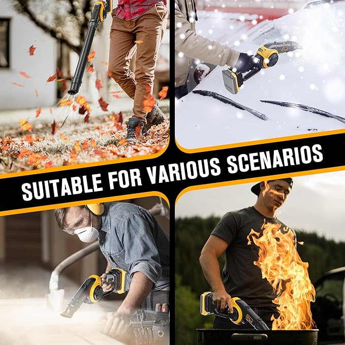 Cordless Leaf Blower Compatible with DEWALT 20V Max Battery (Tool Only) 200MPH Small Electric Leaf Blowers w/ 3 Speeds Mode Lightweight Mill Leaf Blowers Battery Powered for Patio