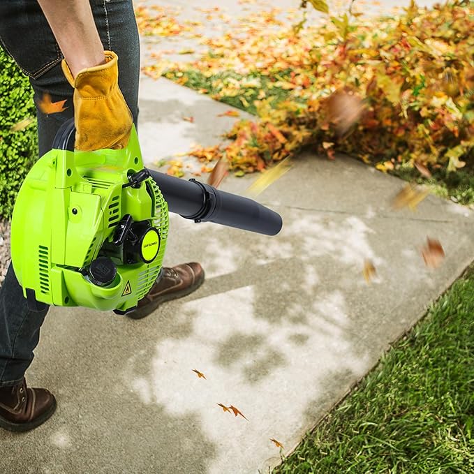 Gas Leaf Blower 26-cc 1-HP 2-Cycle Handheld Leaf Blower 380-CFM 180-MPH Lightweight Easy Start Powerful Gas Blower for Yard Work (Green)