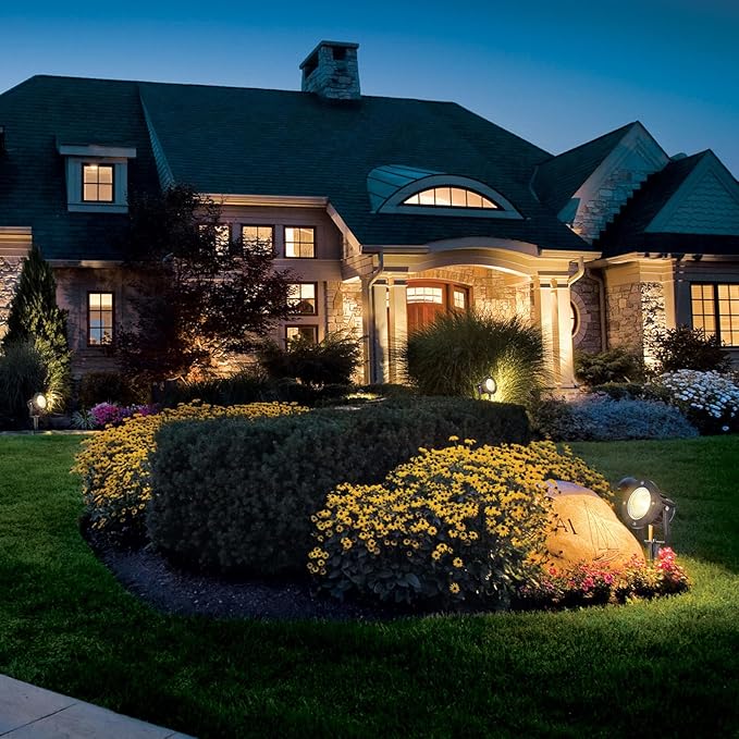 20W Low Voltage Landscape Lights LED Landscape Lighting with Connectors and Spike Stand 12V 24V Outdoor Spotlights Yard Garden Pathway Lights 2000LM Waterproof Warm White Light (9Pack)