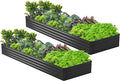 2PCS 12x3x1ft Galvanized Raised Garden Bed Kit Galvanized Planter Raised Garden Boxes Outdoor Large Metal Raised Garden Beds for VegetablesBlack