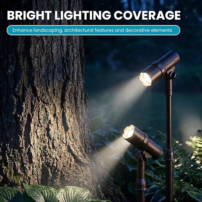 Energizer Solar-Powered Garden Lights - 2 Pack Oil Rubbed Bronze LED Spotlight with Smart Focus &amp 100 Lumen Output Waterproof &amp Easy to Install Solar Landscaping Lights for Lawn &amp Patio D