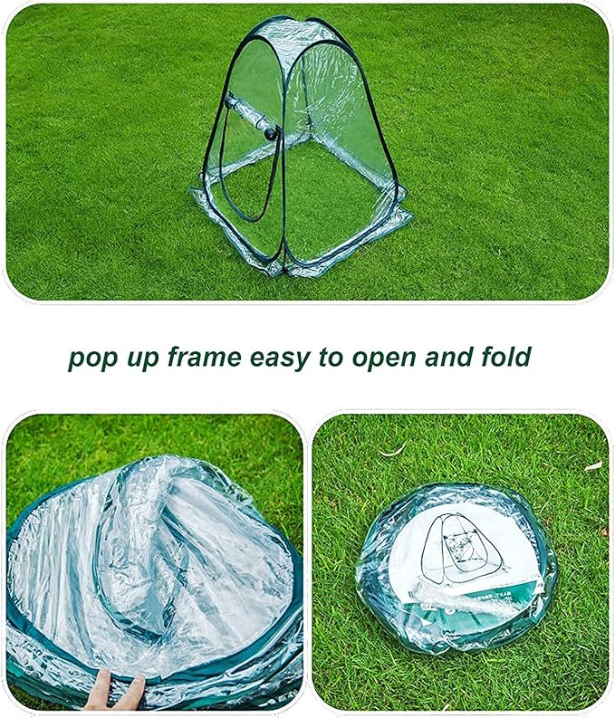 porayhut Pop Up Greenhouse Cover Pack of 2 PcsFlower House Mini Gardening Plant Flower Sunshine Room RoomBackyard PVC Greenhouse Cover for Cold Frost Protector Gardening Plants