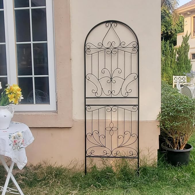 Trellis for Climbing Plants 70.8 H x 24.5 W Metal Iron Outdoor Wall Panel for Vines Flowers Elegant Garden Accent Decorative Structure 1 Pack