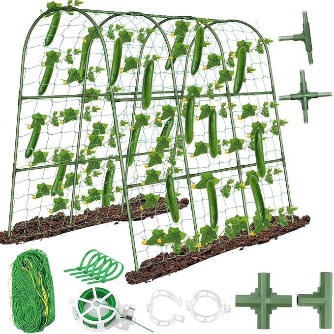 Cucumber Trellis for Raised Bed Garden Arch Trellis for Climbing Plants Outdoor Metal Garden Trellis for Spring Vegetables Cucumber Trellis for Tomato Bean Pea Grape Plant